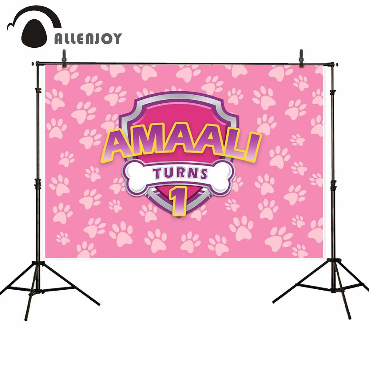 Allenjoy фон для фотосъемки с изображением героев мультфильмов розовая собака с отпечатками костей для девочек на день рождения фон для фотостудии Фотофон для фотосъемки