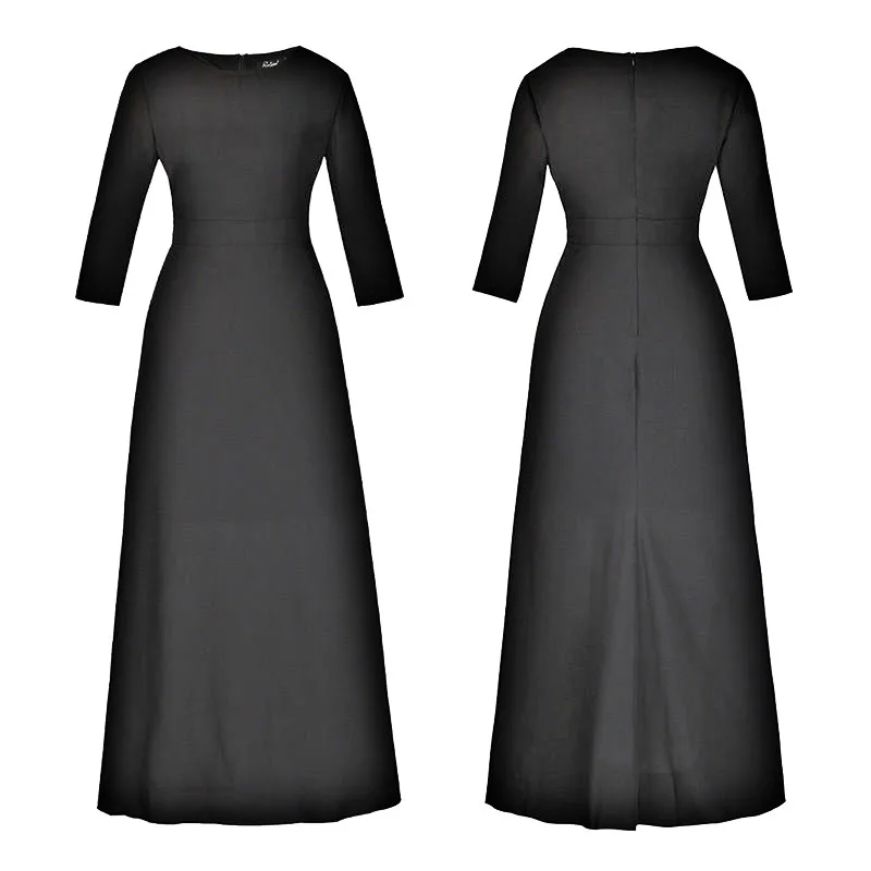 Женское длинное платье макси с полурукавами элегантное приталенное вечернее