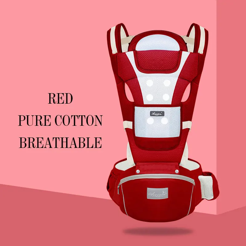 Red Breathable Рюкзаки-кенгуру, ремень на пояс для новорожденных, начинающих ходить; Хлопковые Платья с сеточкой с лето-осень рюкзак слинг для путешествия на лицевой стороне чехол Обёрточная бумага кенгуру - Цвет: Red Breathable