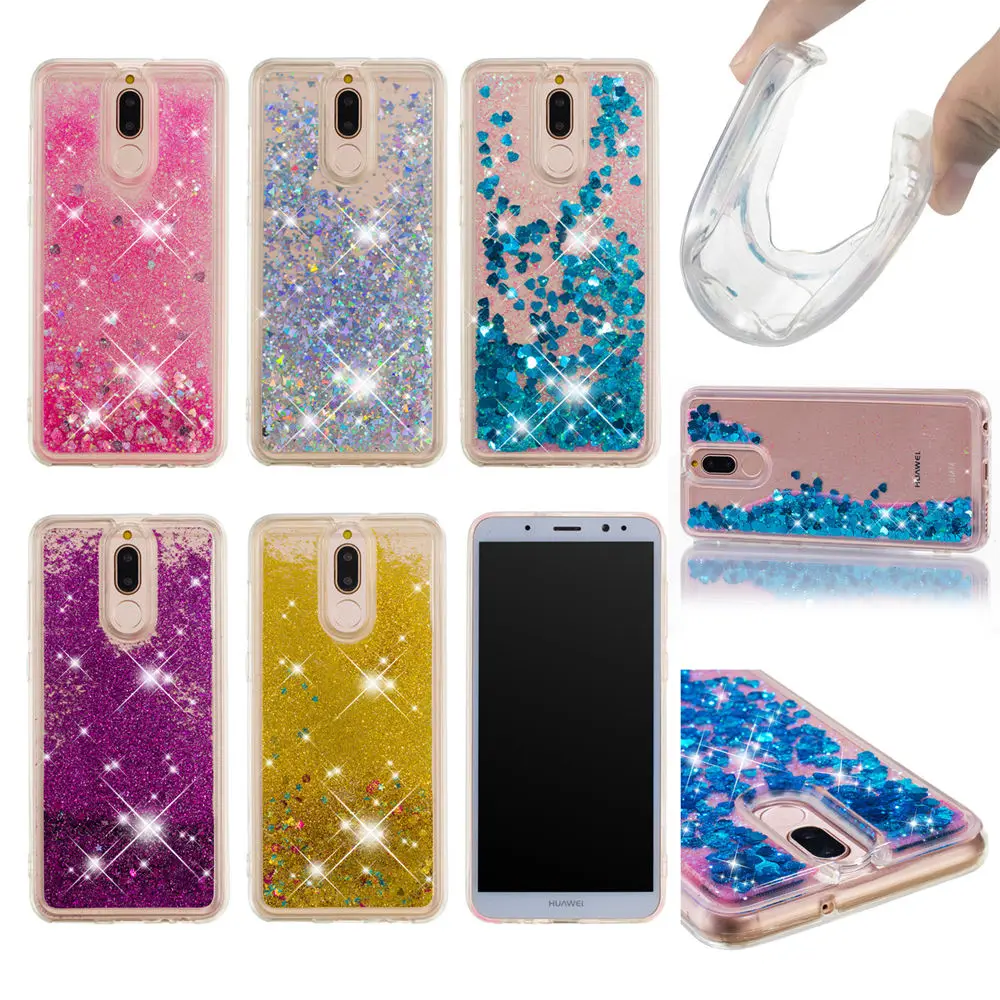 Зыбучий песок чехол для телефона Huawei Mate 10 Lite Dynamic Liquid Love Heart мягкая задняя крышка