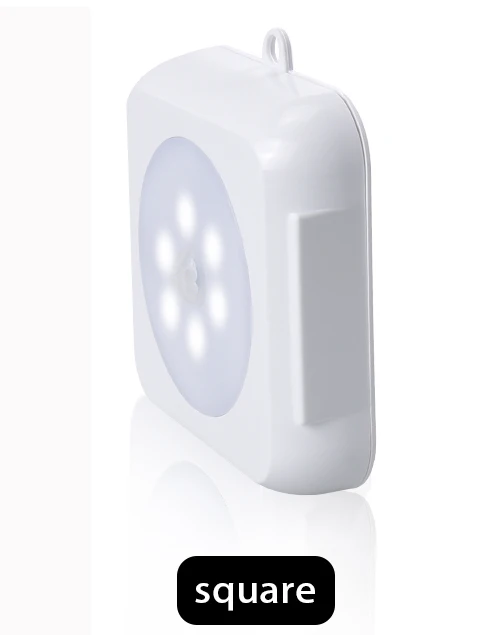 Square Светодиодный PIR датчик движения кухонный светильник беспроводной под шкаф светильник ing Cocina Luces светодиодный светильник датчик шкаф прикроватный шкаф лампа - Цвет: Square