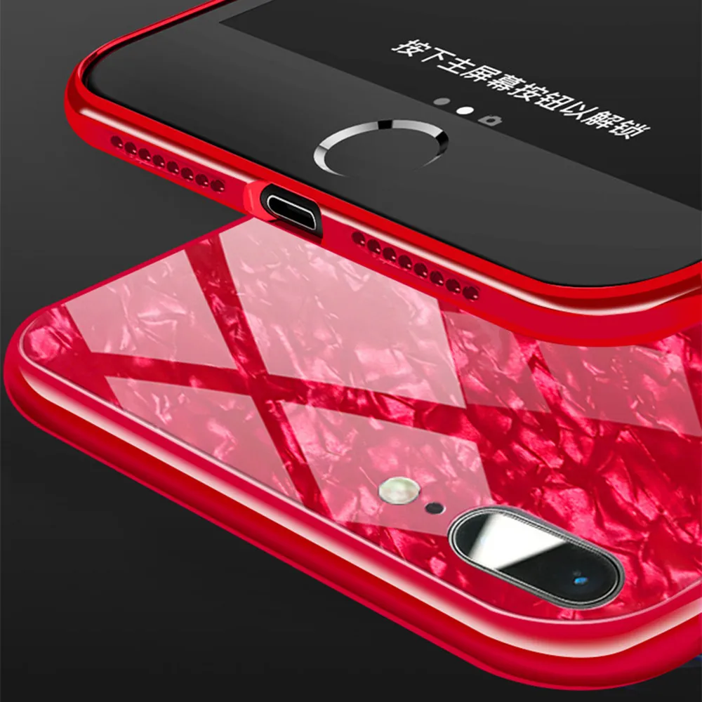 Роскошный мягкий край закаленное Стекло чехол для Apple iPhone X 7 8 Plus 6 S плюс крышка