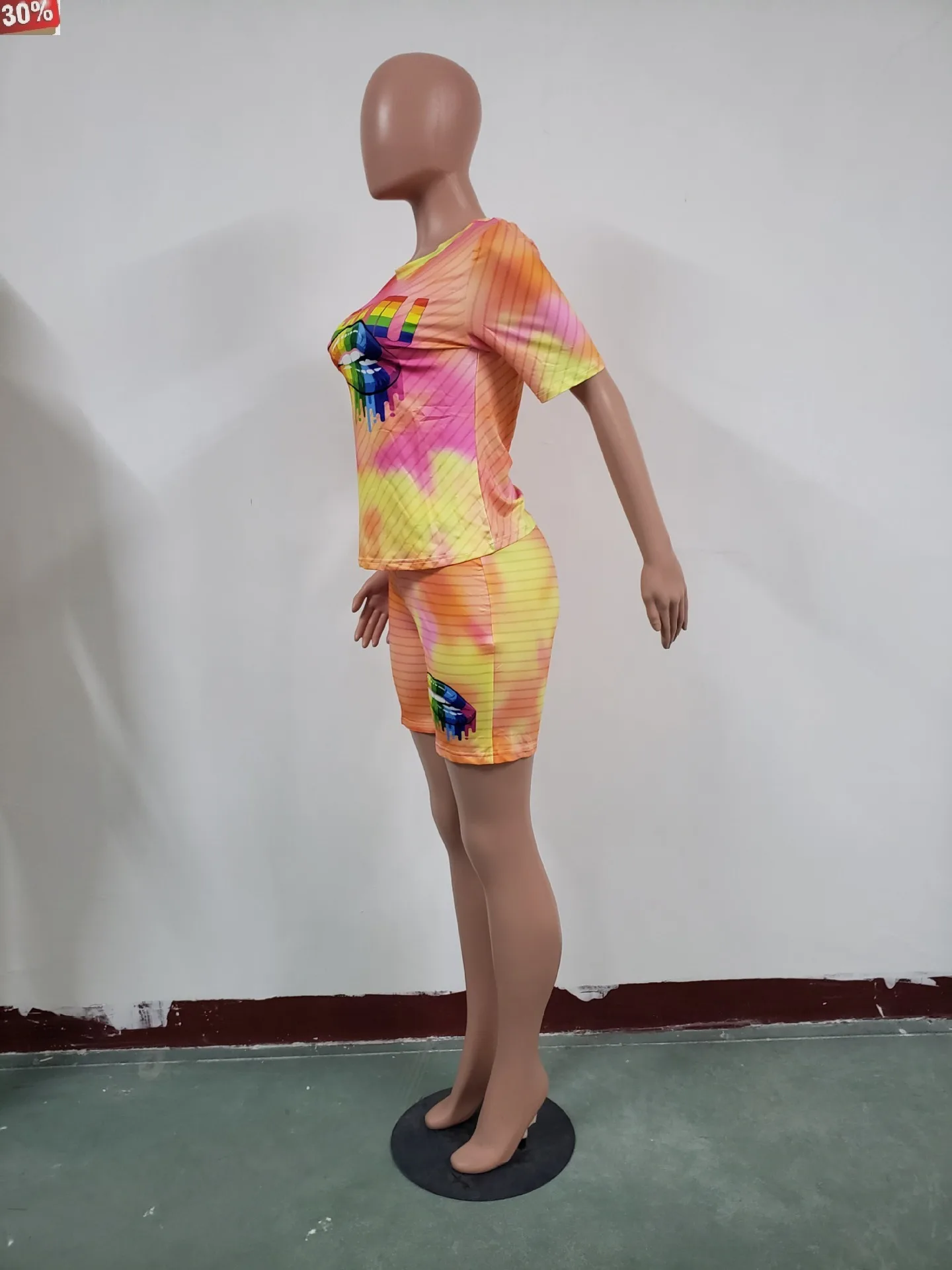 Новые женские байкерские шорты набор офисных женских костюмов Tye Dye из двух