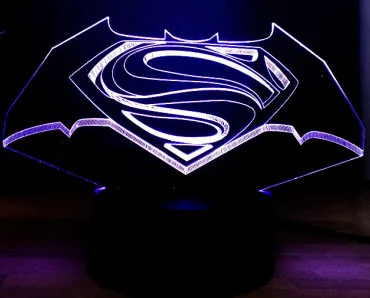 superman Logo 3D Визуальный, для создания атмосферы лампа Бэтмен Дэдпул Супермен логотип 7 цветов изменить светодиодный ночник детский фестиваль подарок - Испускаемый цвет: superman Logo