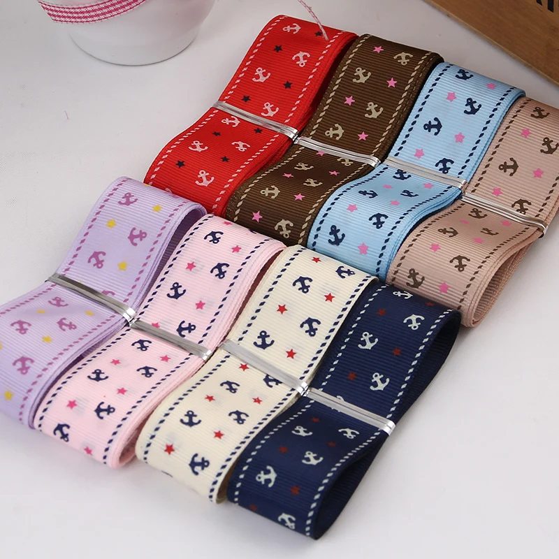 NEW (1 meter/lot)1&quot 25mm Sea Anchor Grosgrain Boat Printed grosgrain Ribbon DIY Handmade Bow Hair accessory material accessories | Дом и