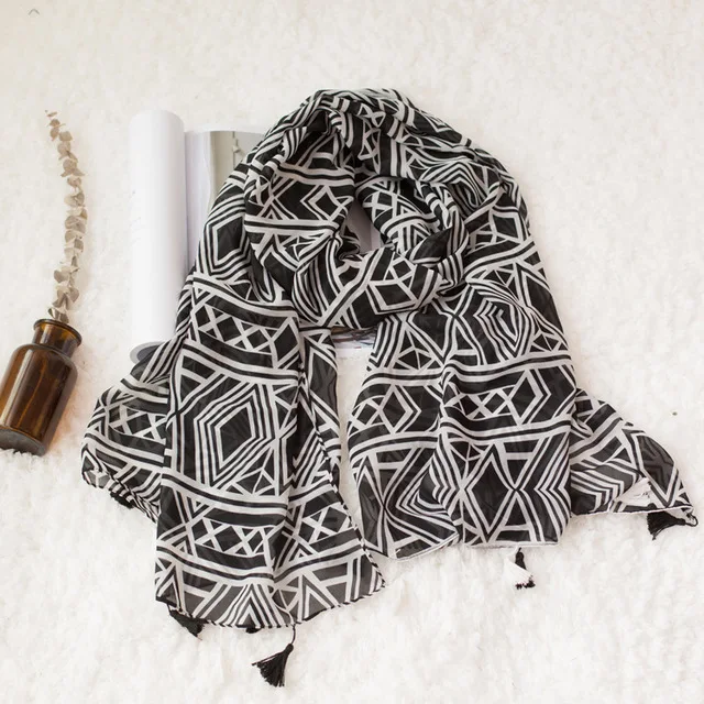

2018 Newest Women Geometry Pattern Scarf Tassel Scarf Cotton Scarf 10PCS/lot