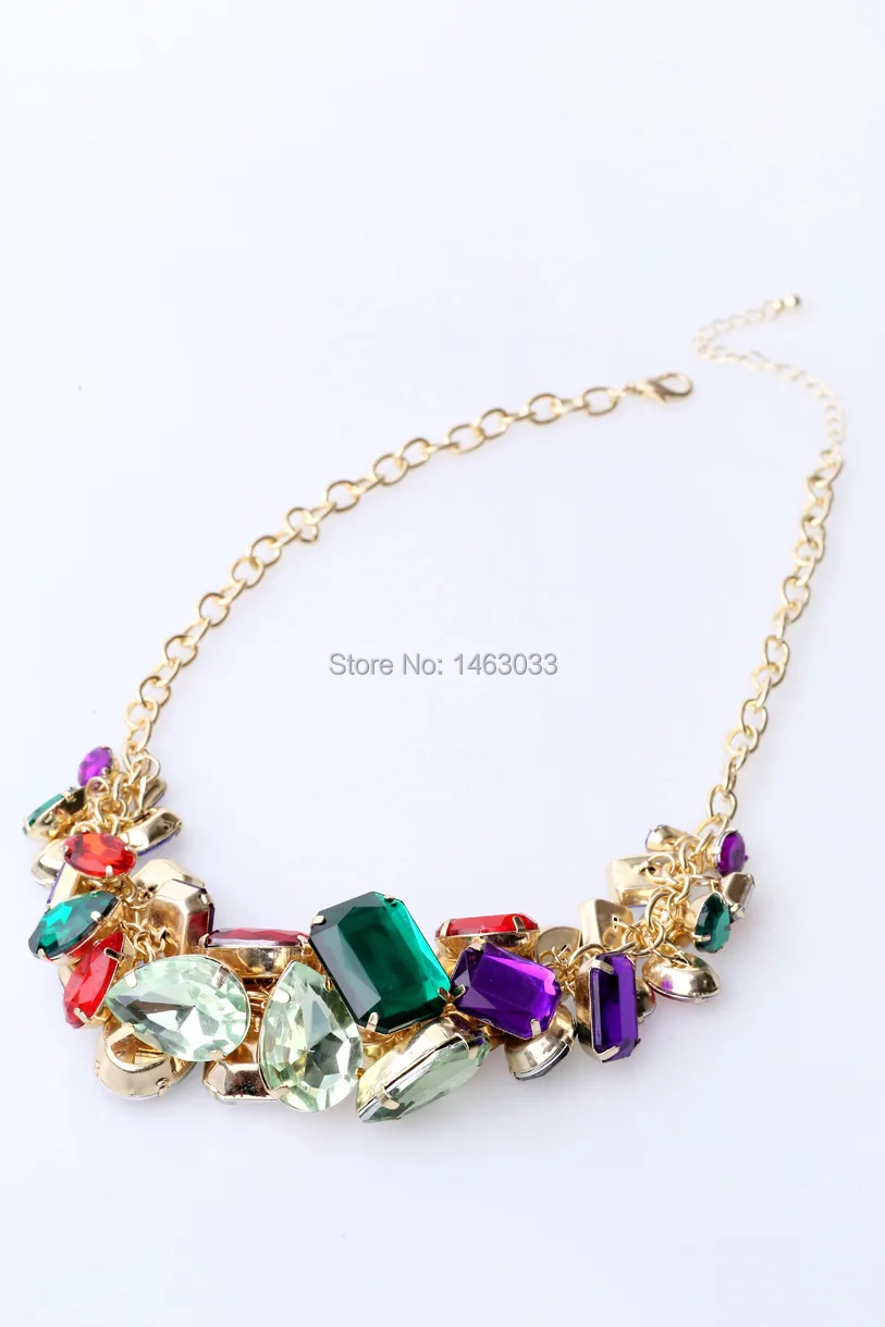 Bohemian Necklace Colorful Rhinestones Fashion Antique Gold Bridesmaids Jewelry|necklace body jewelry|jewelry choker necklacejewelry necklace display