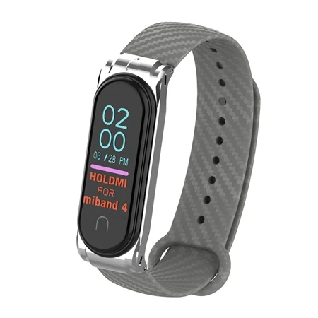 Gray YUEDAER высокое качество Mi Band 4 ремешок из мягкого кремния и углеродного волокна для Xiaomi Mi Band 4 ремешок металлический корпус браслет Miband4 черный синий - Цвет: Gray