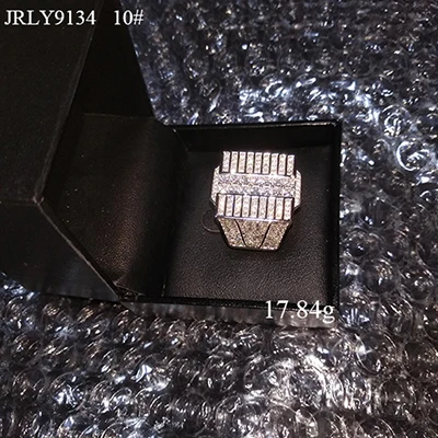 Size 10 VANAXIN 925 пробы серебряные кольца для мужчин большие кольца в стиле панк ювелирные изделия распродажа высокое качество AAA Iced Out CZ шкатулка - Цвет основного камня: Size 10