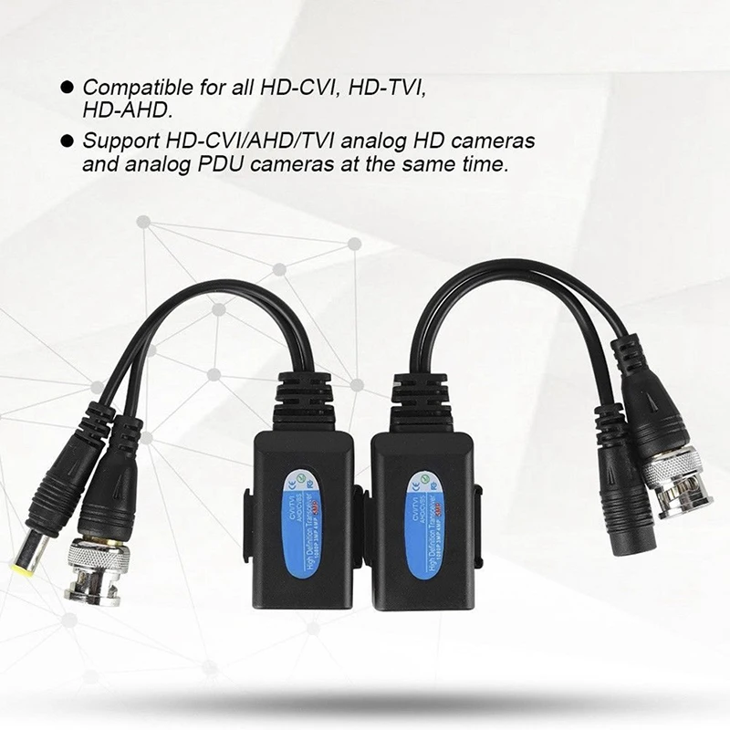 

Hot !1 Pair DC-8MHZ Passive CCTV Coax BNC Video Power Balun Transceiver to RJ45 Connector