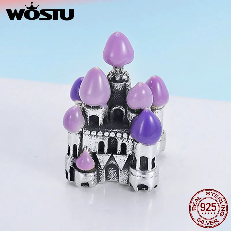 WOSTU, лидер продаж, настоящее 925 пробы, серебряные бусины в виде замка Фэнтези, подходят для самостоятельной сборки, браслет, S925 серебряные ювелирные изделия, подарок CQC701