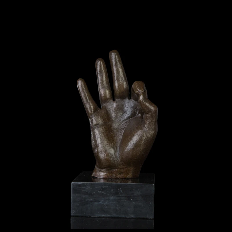 ATLIE BRONZES современная абстрактная бронзовая ручная статуя OK SIGN stigs скульптура Lost Wax