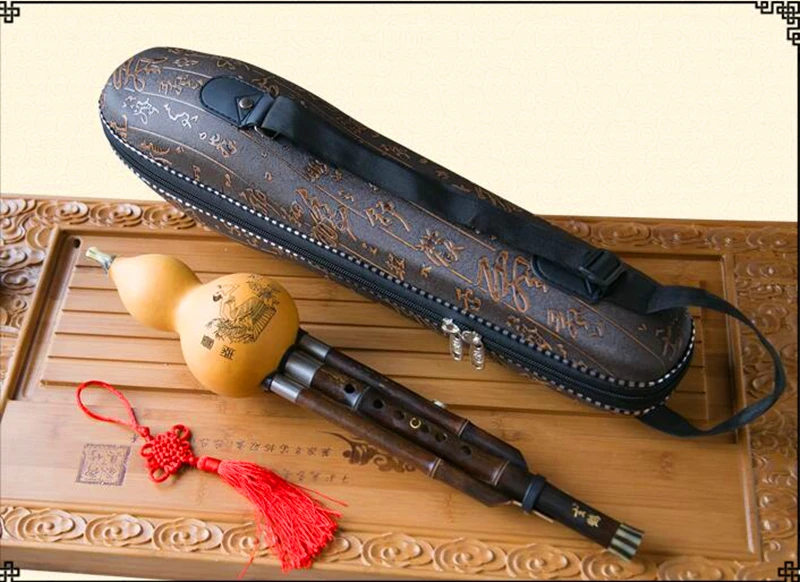 Черная бамбуковая флейта Hulusi двухцветная Тыква Flauta C/Bb/G/F Key Calabash фольклорные