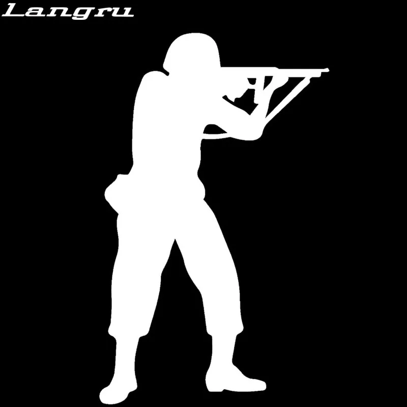 Langru New Style Brave Soldier Holding Assault Rifles Shot Graphic Car Sticker Decor Vinyl Decal Jdm | Автомобили и мотоциклы
