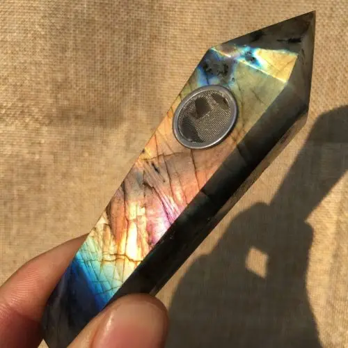 Natural energy labrador reiki quartz crystal cigarette holder healing. Agate specimen | Дом и сад