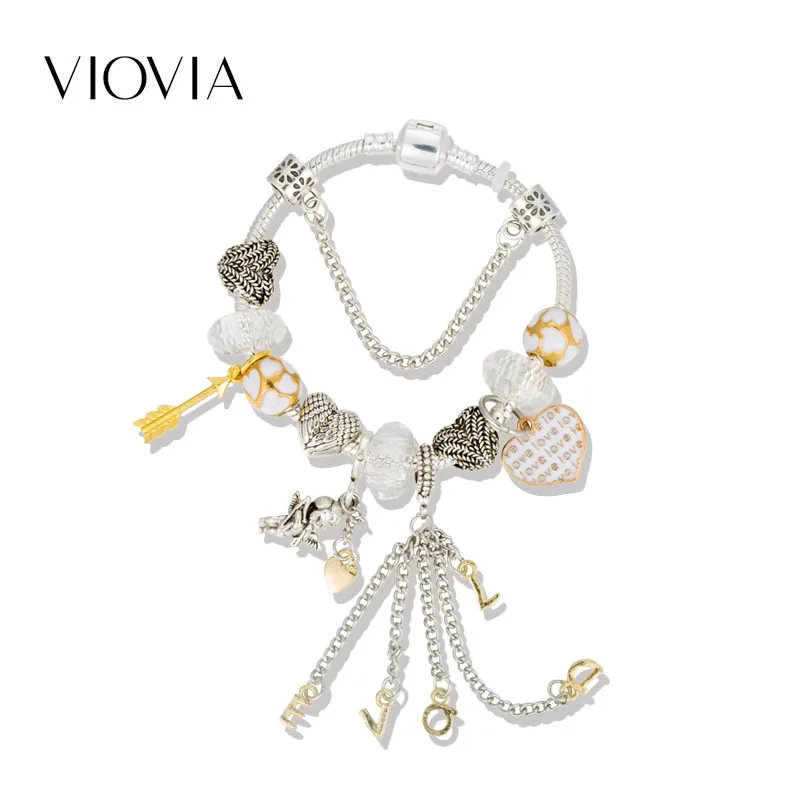 VIOVIA 2019 Купидон стрела змея цепи очаровательные браслеты из бисера с L O V E DIY