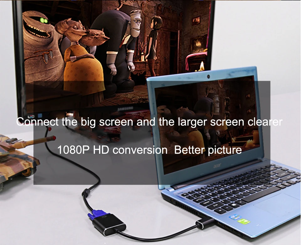 HDMI к VGA конвертер удлинитель hdmi vga адаптер для xiaomi tmall box 360 компьютер к HDTV проектор с 3,5 мм аудио USB кабель