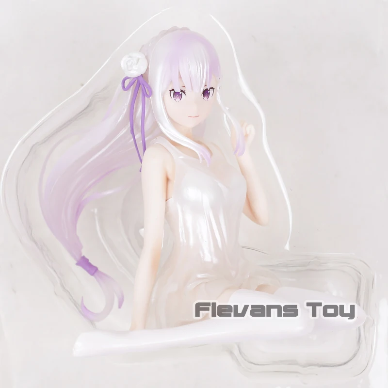 Emilia no box Re: ZERO начало жизни в другом мире Rem/Ram/Emilia пижамы Ver. ПВХ фигурка Коллекционная модель игрушки - Цвет: Emilia no box