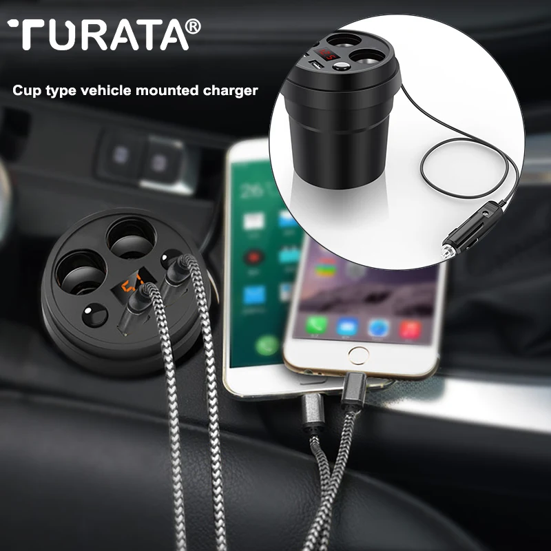 TURATA USB Автомобильное зарядное устройство Dual 3.1A Быстрая зарядка с 2 разъемом
