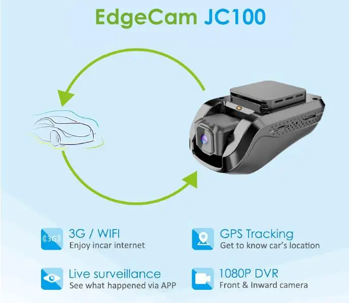 JC100 1080P 3g умный автомобиль Edgecam с системой Android 5,1 вывод gps слежение видео рекордер контролируется бесплатно ПК и мобильный