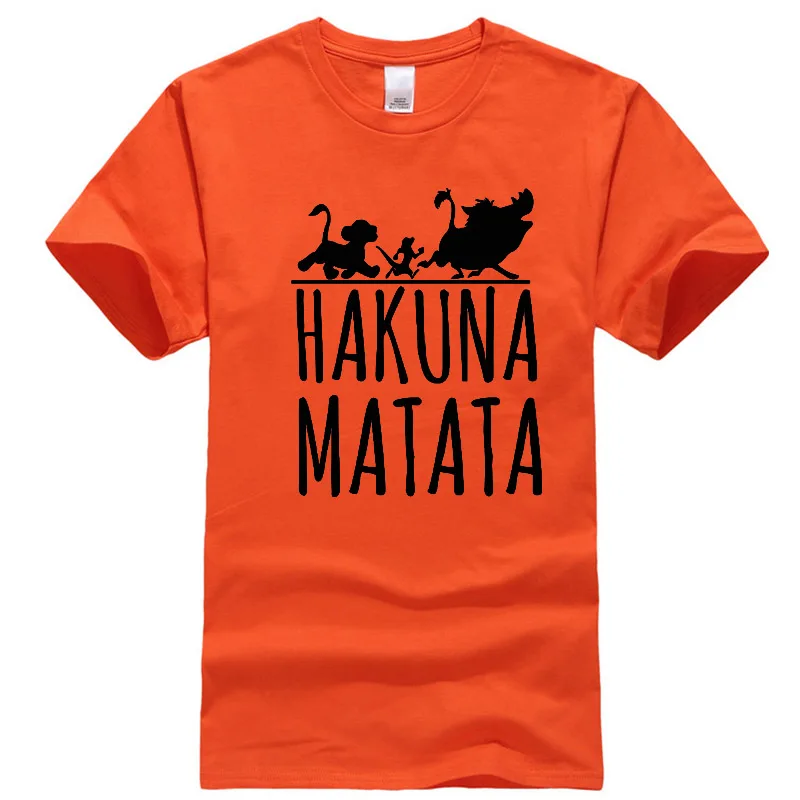 Мужская Повседневная футболка высокого качества из хлопка с принтом hakuna matata, с коротким рукавом, мужская повседневная Летняя футболка с надписью Big Bang Theory - Цвет: Orange 1