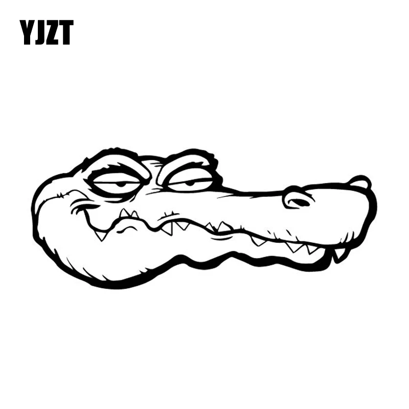 

YJZT 16.2CM*6.7CM Crocodile Head Cartoon Decorate Bumper Car Sticker Vinyl Decal Black/Silver C4-1475