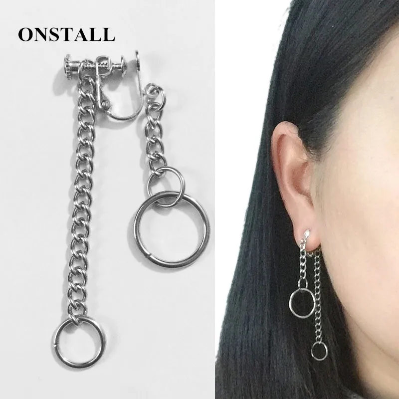 Metal Chain Earrings Urban Hypoallergenic Dangle titanium steel Jewely | Украшения и аксессуары