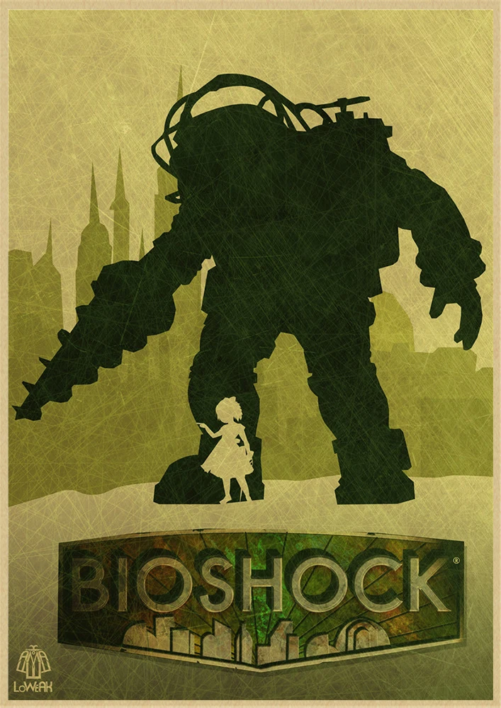 BioShock Retro poster Home Furnishing decoration Kraft Game Poster Drawing Painting Wall stickers