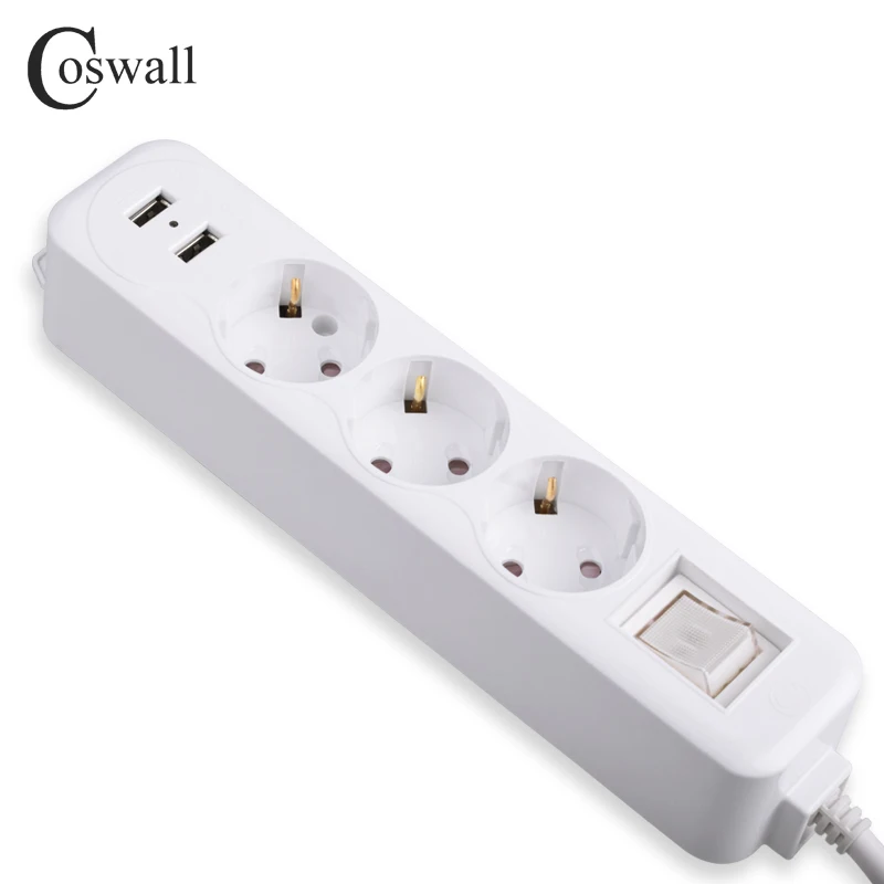COSWALL Мощность ленты двойной USB зарядка Порты и разъёмы 3 EU переменного тока