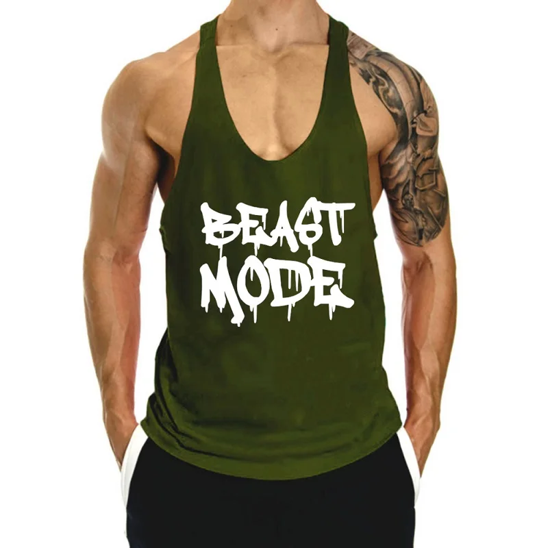 Новые мужские спортивные майки для бодибилдинга Crossfit Beast Mode Майки модные