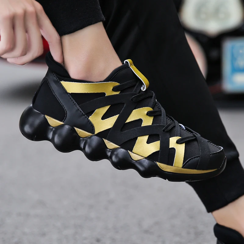 Plus Size Men Sneakers Red Black Gold Fashion Shoes Autumn Lace Up Zapatos Krasovki Unisex Tennis Masculino Casual | Обувь