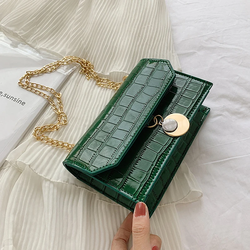 Для женщин модные каменный узор крошечные сумочки через плечо цепь маленькая