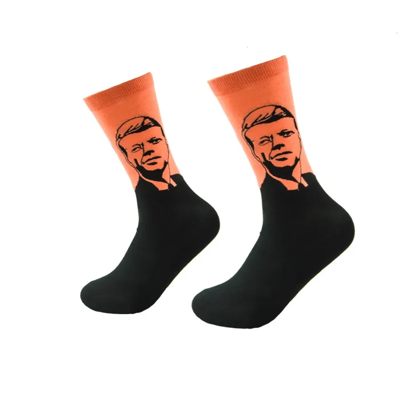 

Cool Funny Party Happy Crew Socks Men Retro Oil Painting Combed Cotton Fashion Causal Art Dress Socks Men's Novelty Gifts Meias