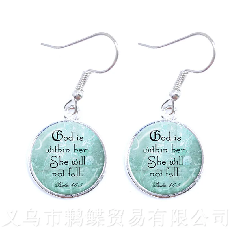 Модные серьги с Псалом Подвески ручной работы круглые стеклянные буквы Библия
