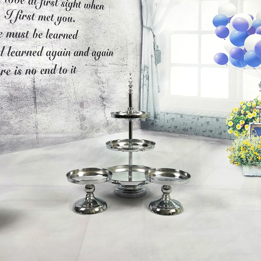 Серебристая зеркальная подставка для торта с гальваническим покрытием