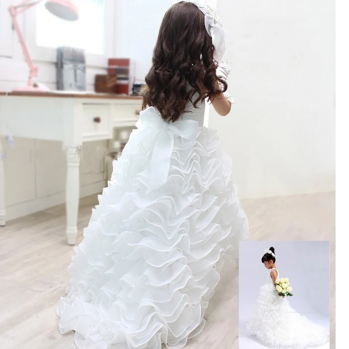Белые детские платья принцессы с цветочным узором для девочек на свадьбу Vestido daminha casamento, Детские вечерние платья для девочек, glitz