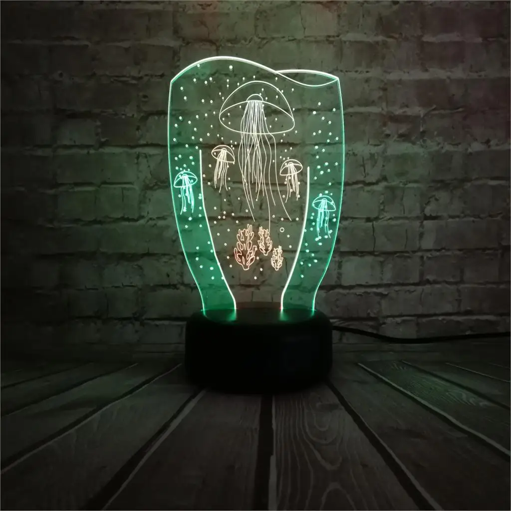 Luminaria красочный Медузы 3D Vision Ночной светильник Настольная лампа 7 цветов меняющийся ребенок день рождения праздник Вечеринка атмосфера подарки