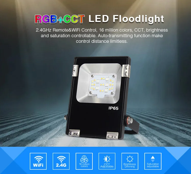 Светодиодный прожектор 10 Вт RGB + CCT с регулировкой яркости и цветопередачи 2 4G