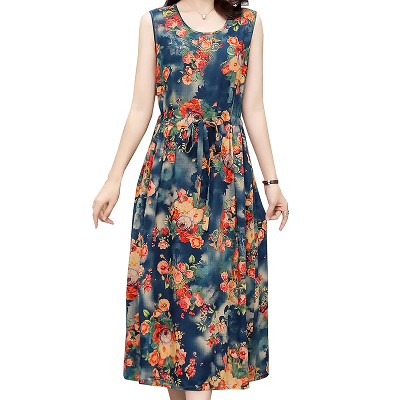 2019 женское летнее хлопковое качественное платье плюс размер цветочный принт