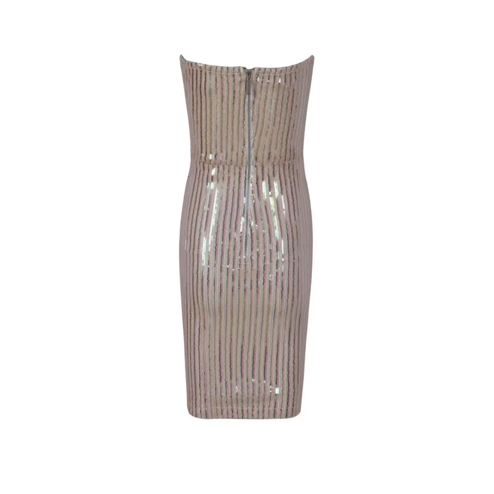 

2019 New Women Sequined Elegant Dress Sexy Strapless Bodycon Vestidos Celebrity Evening Party bandage Dress