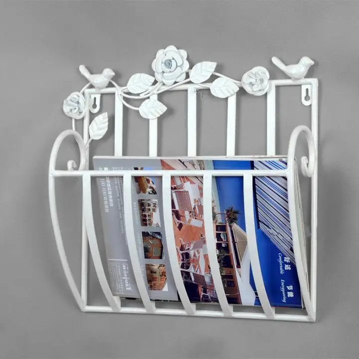 

Metal Wall Mounted Newspapers Rack Books Magazine Holder 30X13X30cm White Black