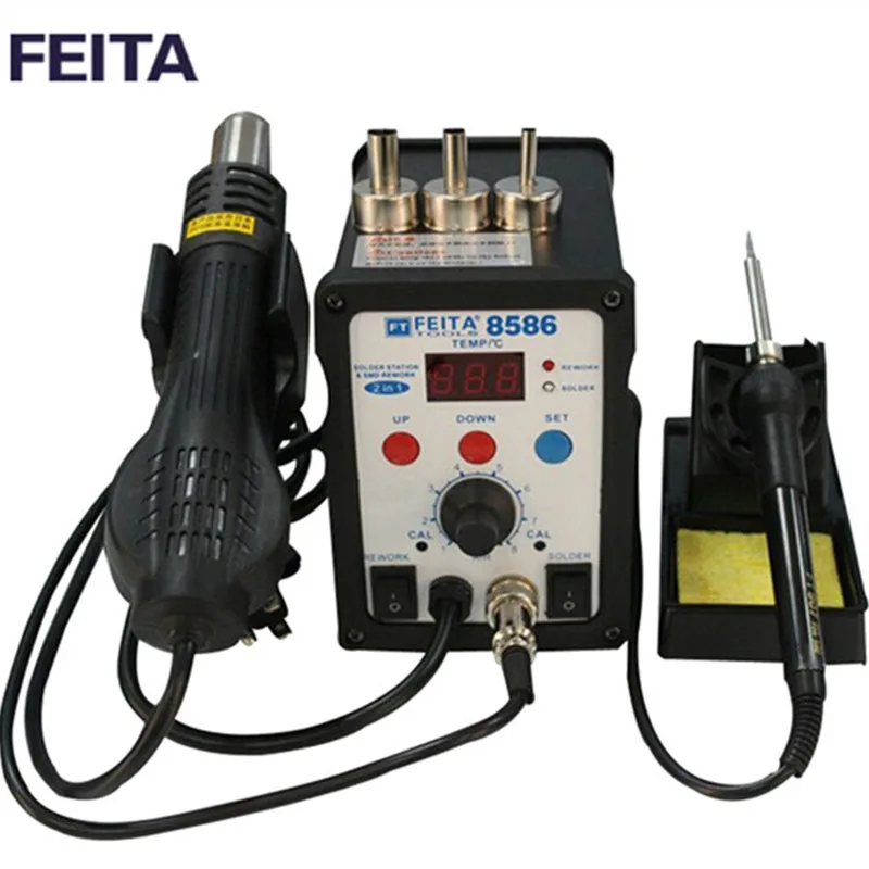 FEITA 8586 паяльная станция с нагревателем горячий воздушный пистолет DIY BGA Hot air