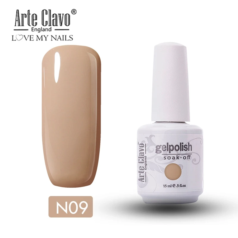 N09 Arte Clavo, 15 мл, Гель-лак для ногтей, телесного цвета, замачивается, УФ светодиодный, блеск для ногтей, Полупостоянный Гель-лак, гель для ногтей, грунтовка, топы - Цвет: N09