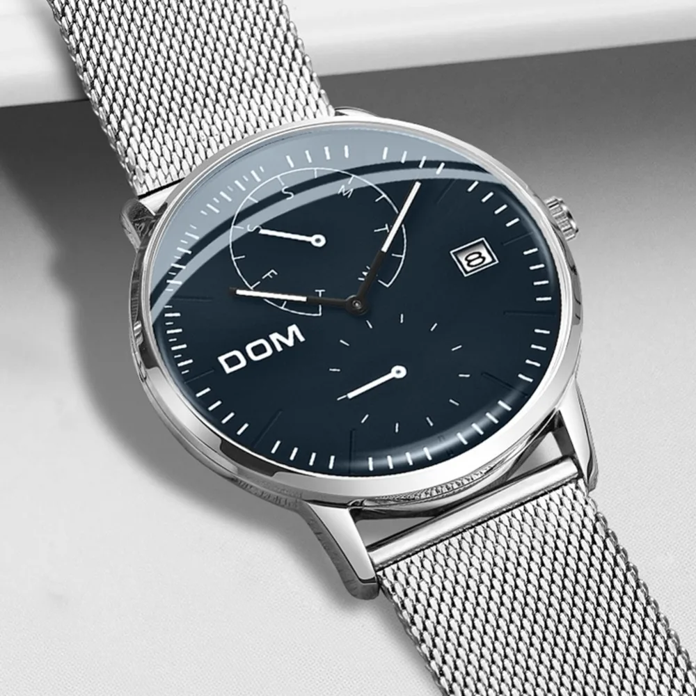 DOM мужские часы Топ люксовый бренд водонепроницаемые повседневные наручные Авто