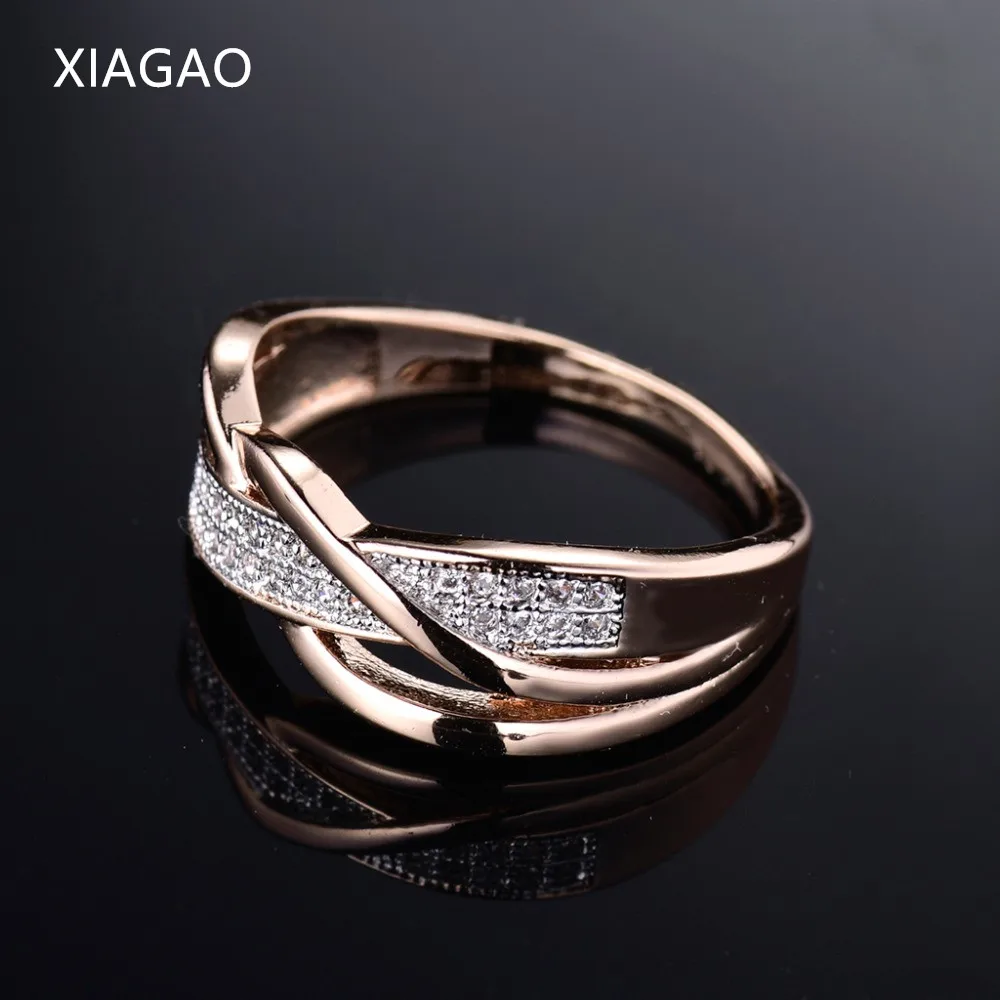 Женское кольцо на палец XIAGAO Золотое золотого цвета с фианитом AAA XGR247|rings for women|ring