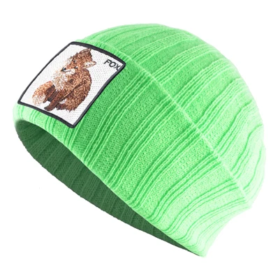 Зимняя женская шапка Осенняя Вязаная Шерстяная Skullies Женская вышитая береты бини кепки в стиле хип-хоп Милая лиса горрас - Цвет: Зеленый