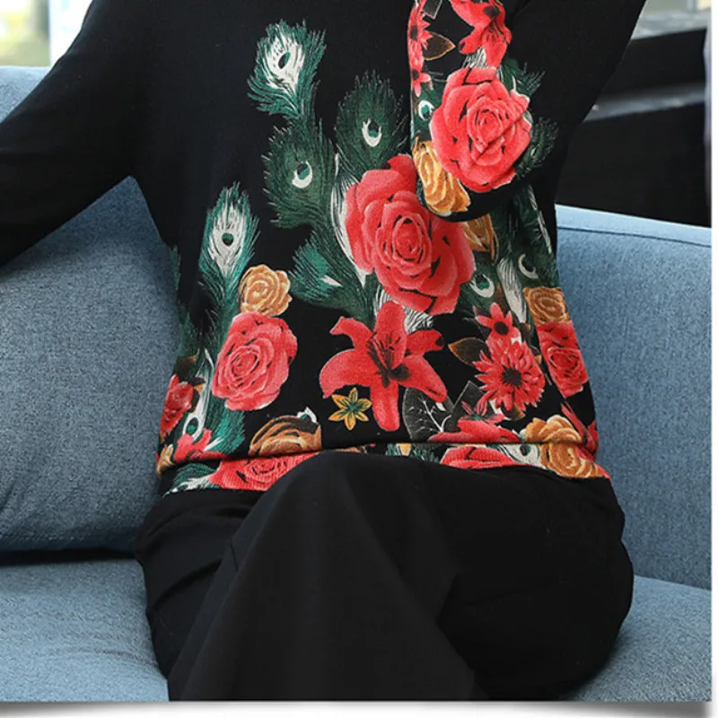 Новая мода 2018 осенне зимняя Дамская обувь с цветочным принтом свитер пуловеры