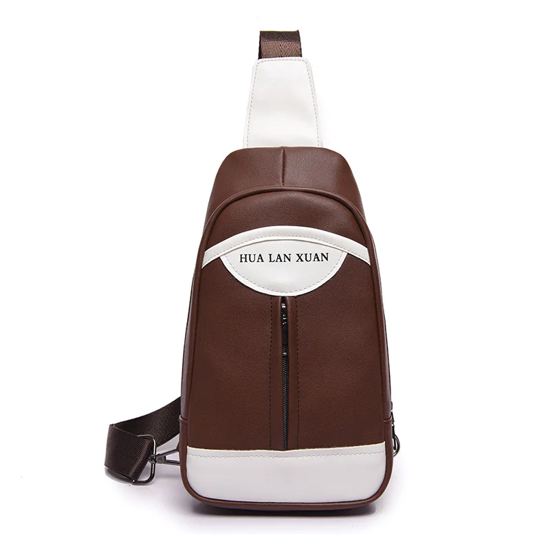 

Fashion male Travel bag and Leisure Chest pack PU leather message bag single shoulder strap crossbody bag school bag