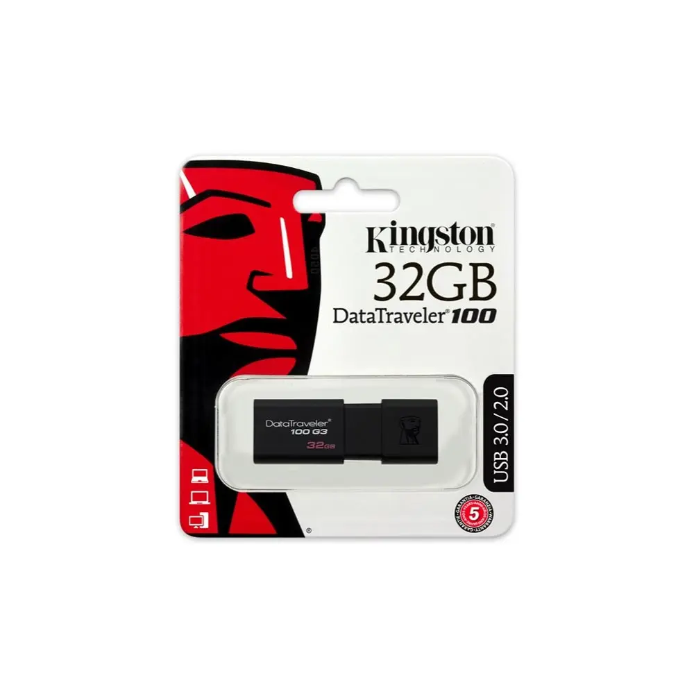 Kingston technology DataTraveler 100 G3 32 GB 3 0 (3 1 Gen 1) Conector USB Tipo A 40 МБ/с. Deslizar Negro | Компьютеры и офис
