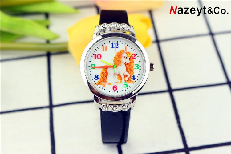 Милый детский мультяшный единорог с ремешком для часов кварцевые часы | Наручные